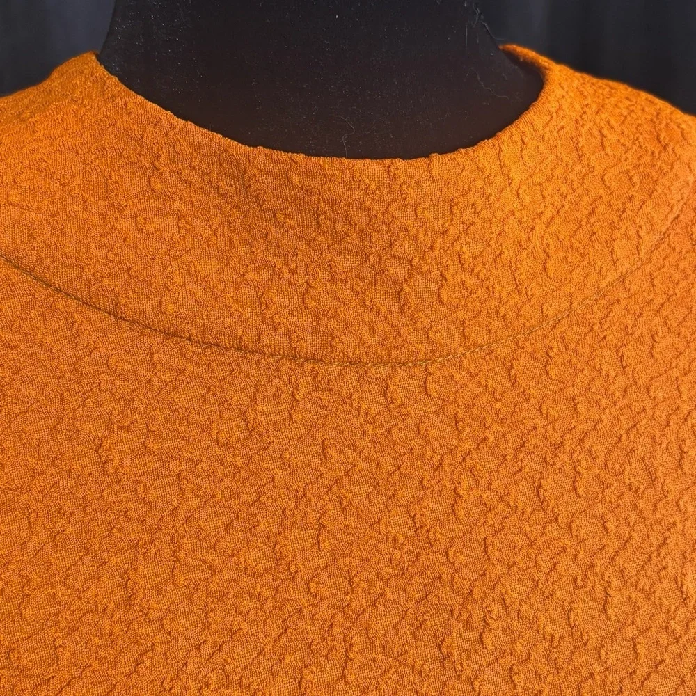 Handmade vintage A-line dress in orange crepe, women’s medium - Picture 6 of 8